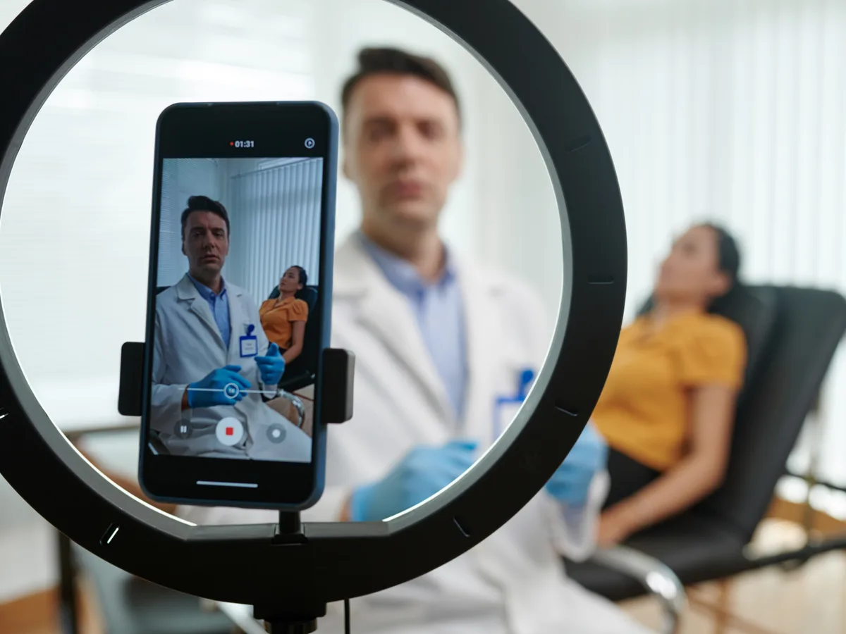 AI chat interface showing a patient asking for a local doctor recommendation