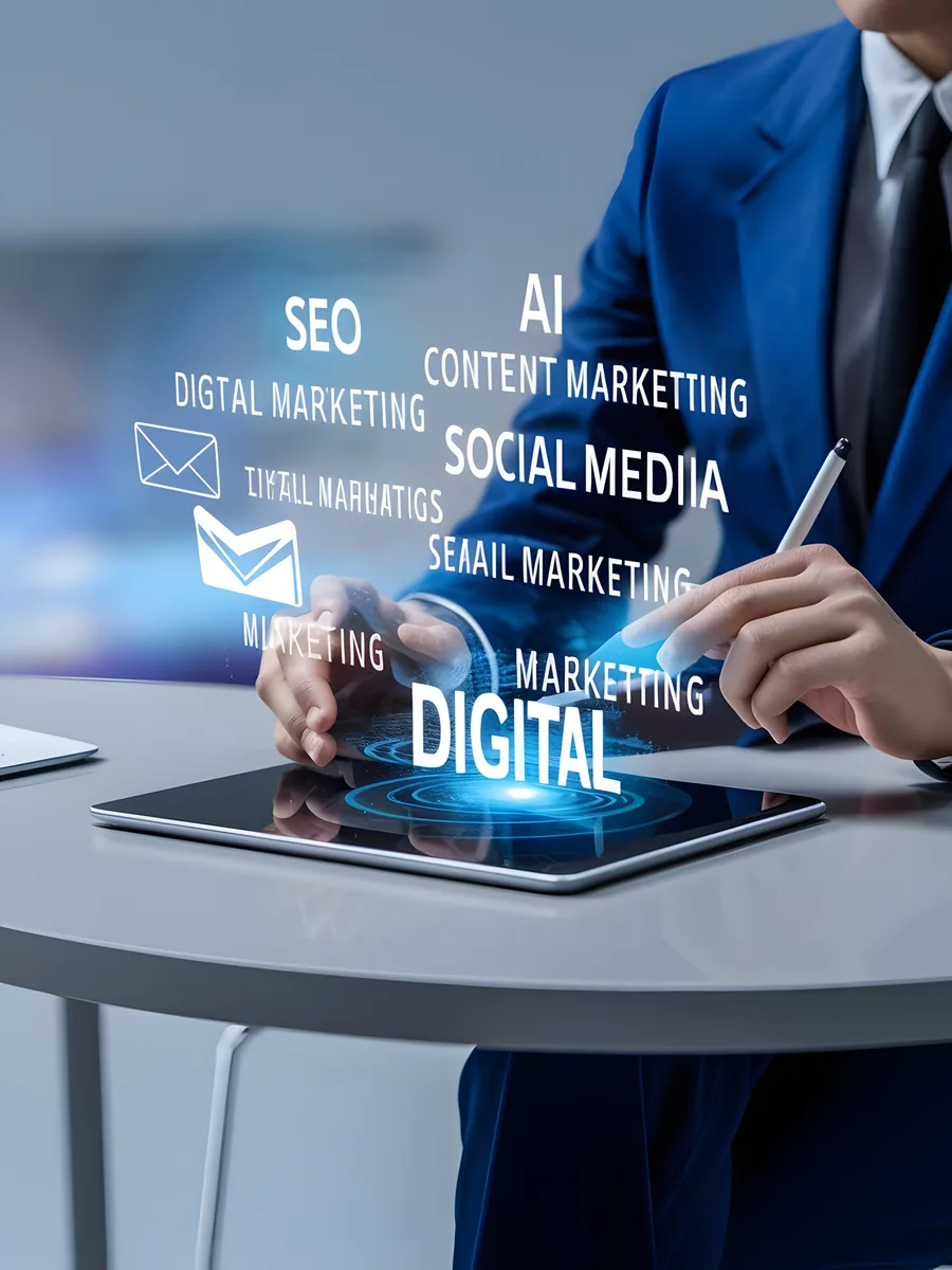 Practice owner reviewing marketing budget and ROI reports at a desk