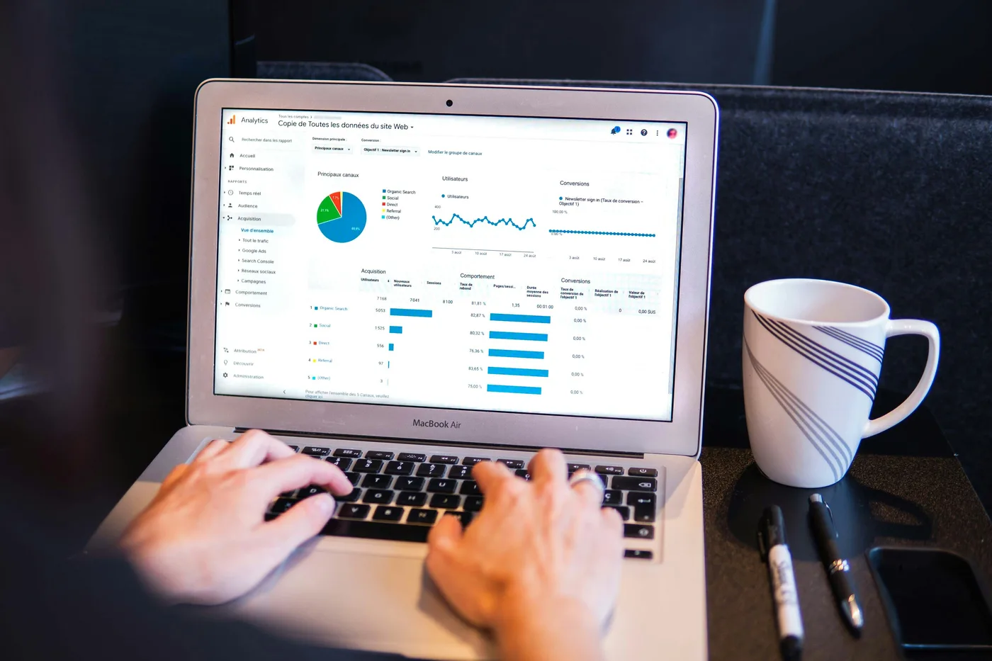 Healthcare marketing team reviewing email engagement metrics together