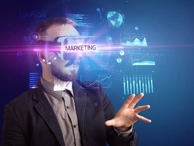 AI-powered digital marketing analytics dashboard showing campaign performance data