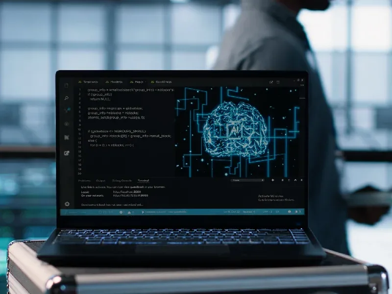 Website design mockup on laptop and mobile showing a custom business site with AI-assisted CRO elements