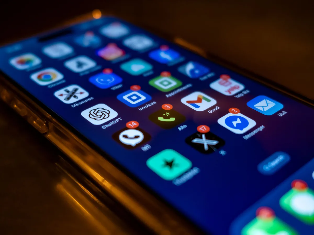 Smartphone displaying social media engagement and analytics for a healthcare brand