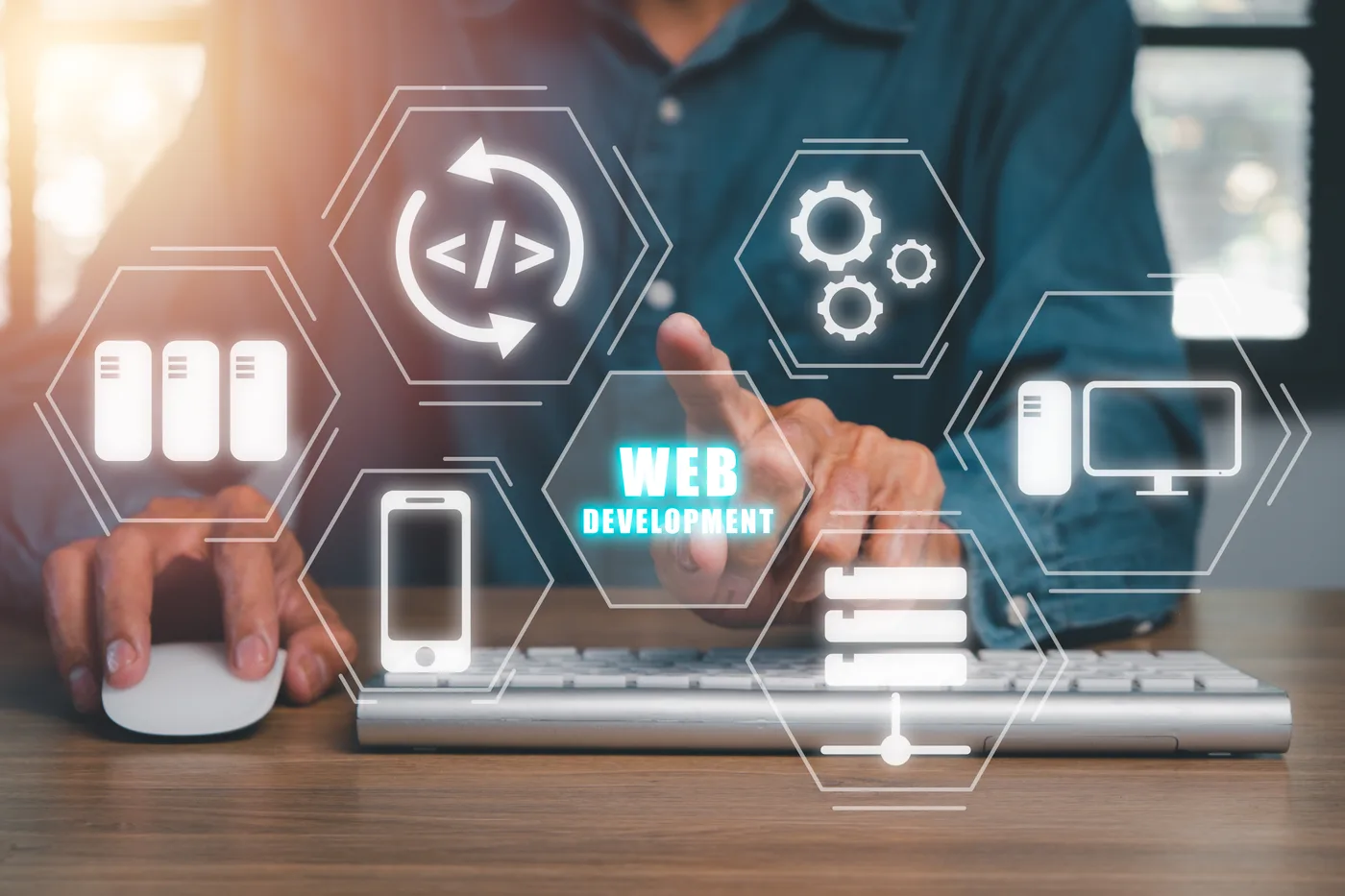 Professional business website design mockup on laptop and mobile devices