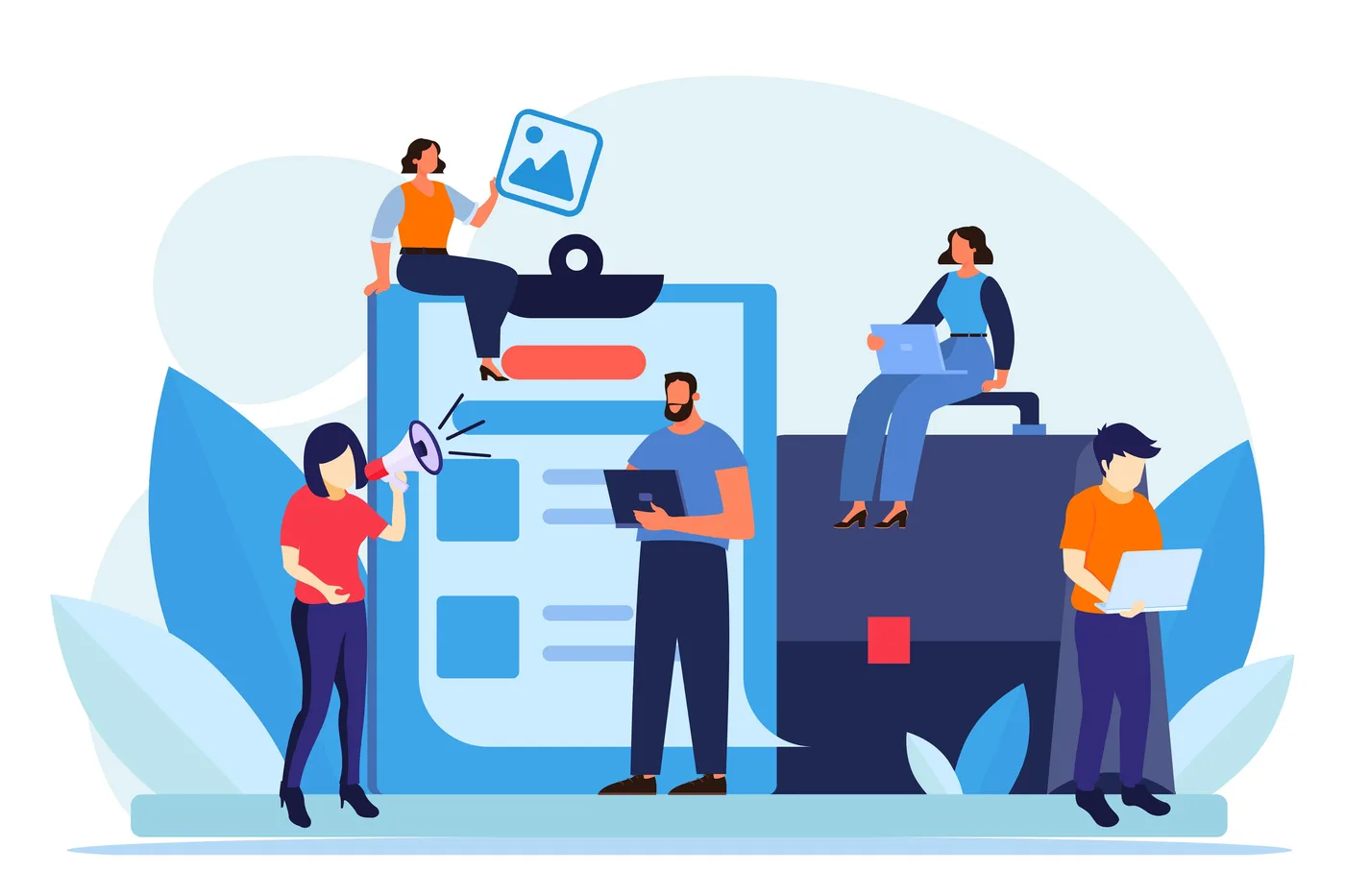 Healthcare professionals reviewing video content and engagement data together