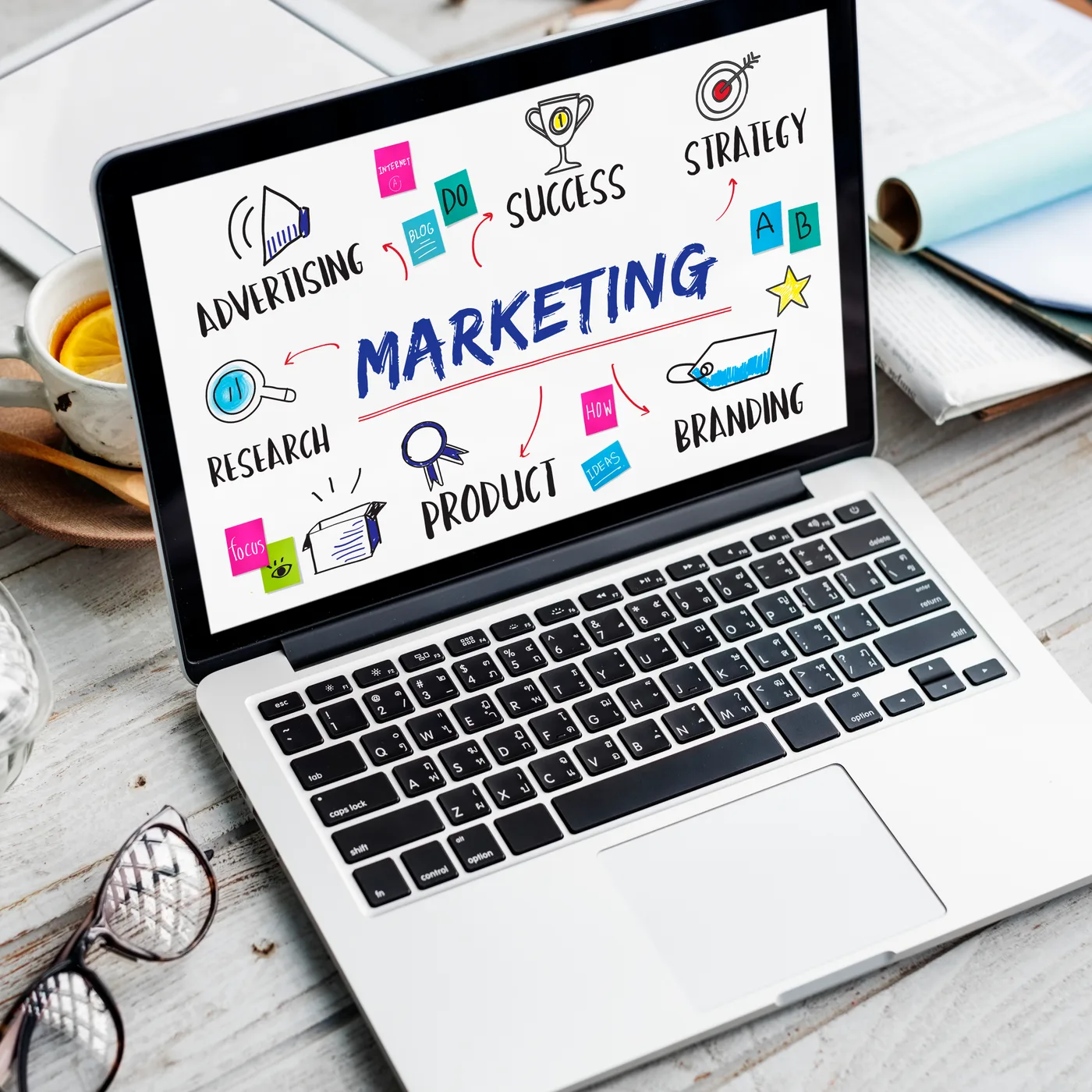 Marketing strategist conducting competitive research and analysis