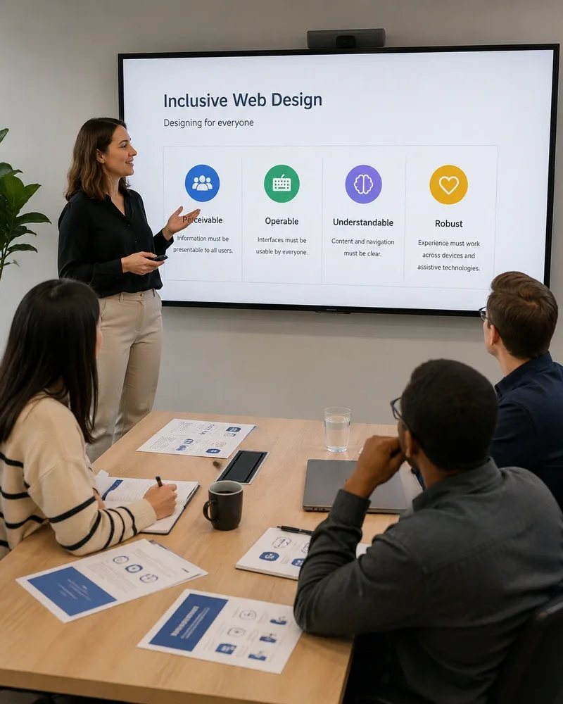 Healthcare marketing team reviewing an accessible dental practice website design